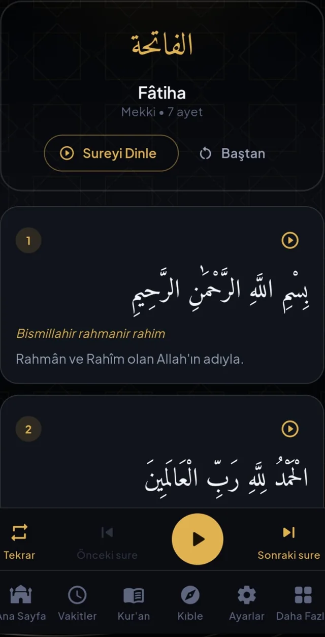 Ayet ayet sesli dinleme